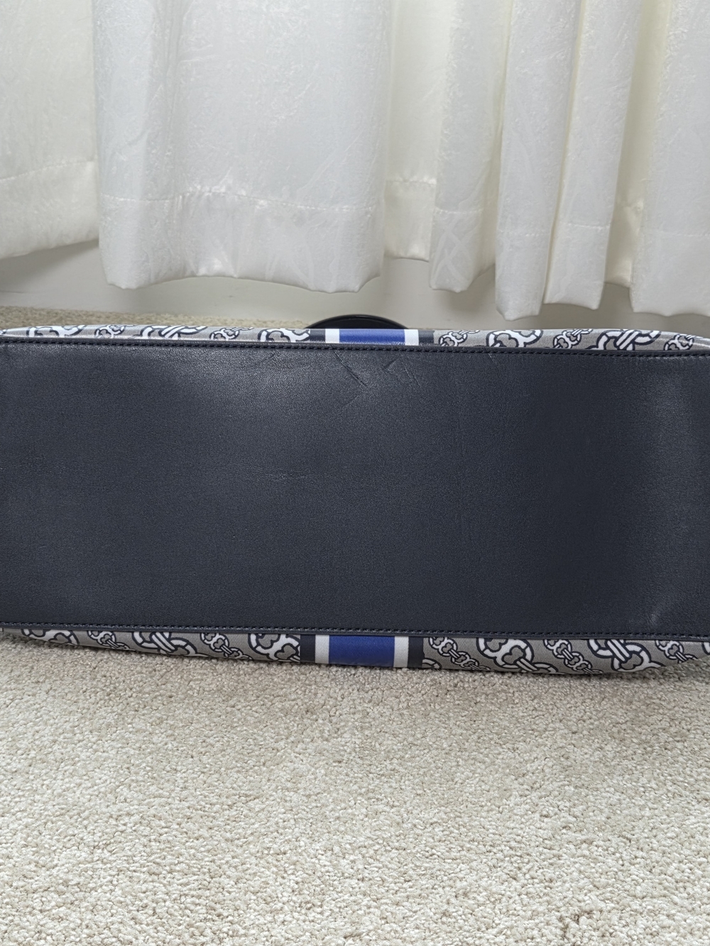 Tory Burch Navy Stripe Logo Tote - Picture 4 of 4
